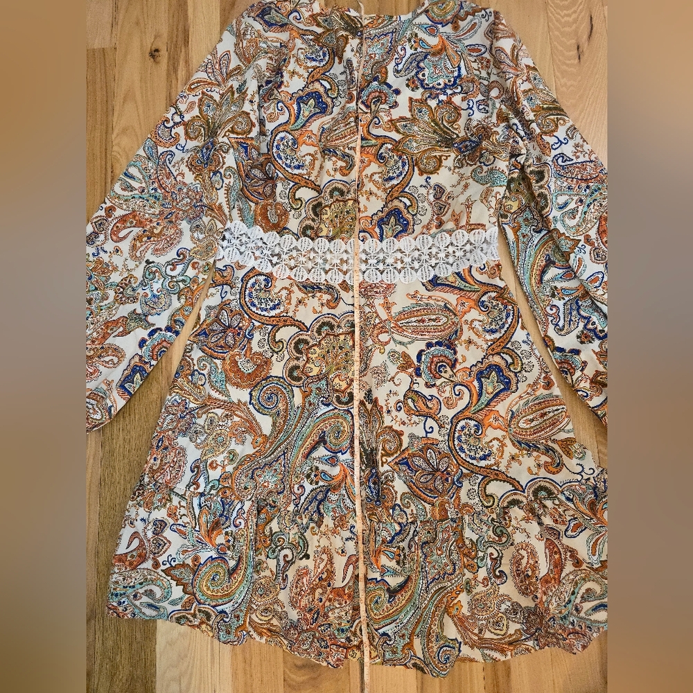 Paisley Long Sleeve Dress with Lace Detail, L - Picture 11 of 16
